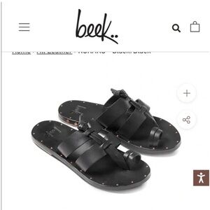 Beek Studded Black Leather Gladiator Slide Sandals Women's size 9